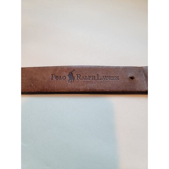 Polo Ralph Lauren Brown Leather Belt Silver Buckle Men's Sz 36 - Picture 7 of 12